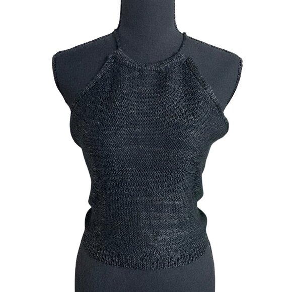 Wild Fable Womens Black Halter Neck Knit Crop Top w/ Adjustable Tie Back Small - Picture 2 of 16